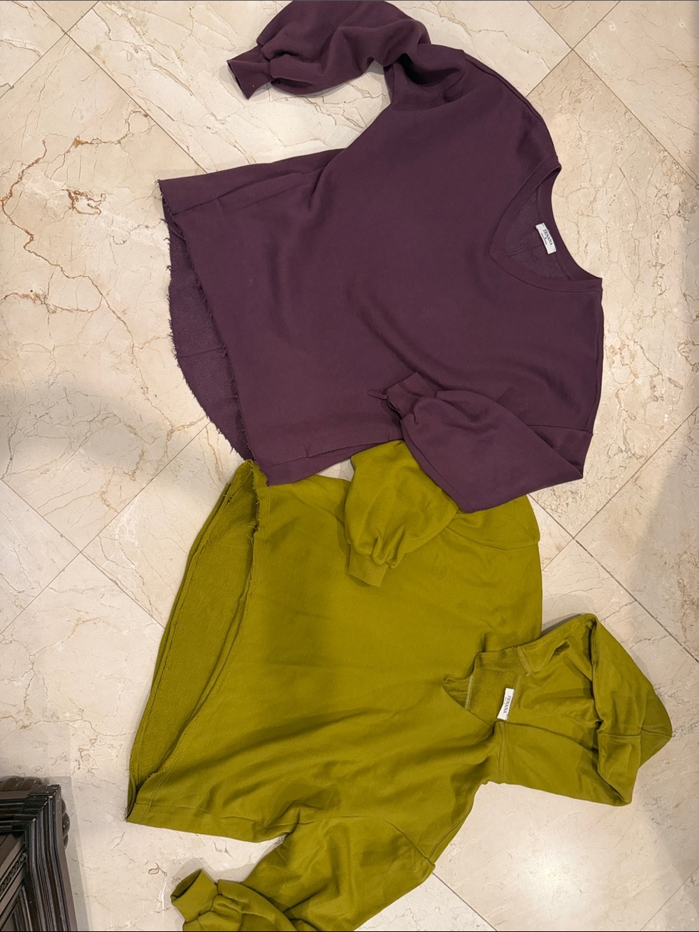 Zenana Purple Sweatshirt & Olive Green Hoodie Duo- soft, box cut and oversized.